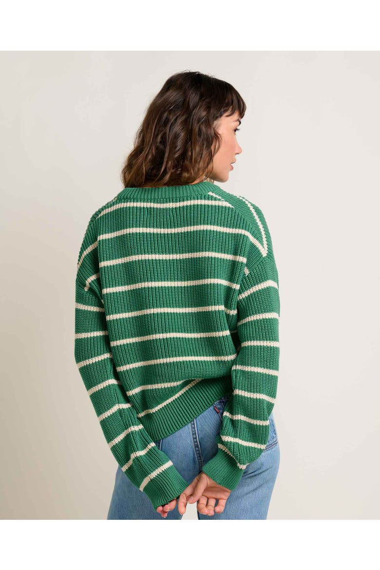 Bianca Shaker Crew Sweater, Alternate, color, Palm Stripe