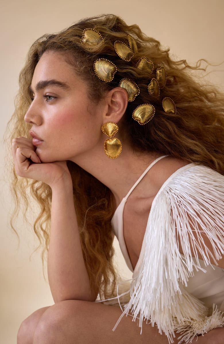 LELET NY Kya Set of 3 Ball Chain Seashell Hair Clips, Alternate, color, 