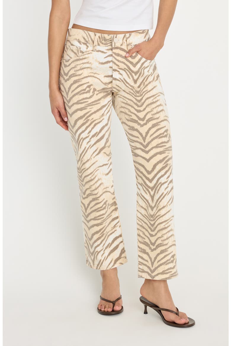 Tiger Print Ankle Straight Leg Jeans, Alternate, color, BROWN TIGER
