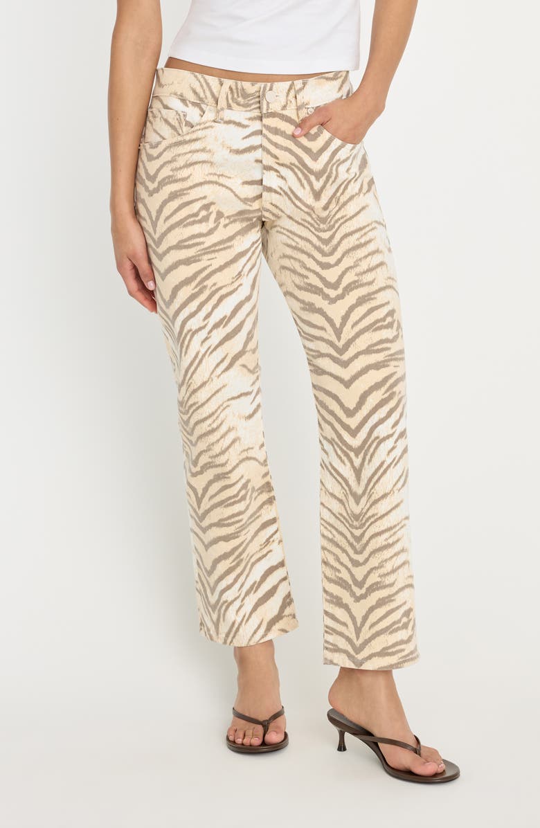 Good American Tiger Print Ankle Straight Leg Jeans, Alternate, color, Brown Tiger