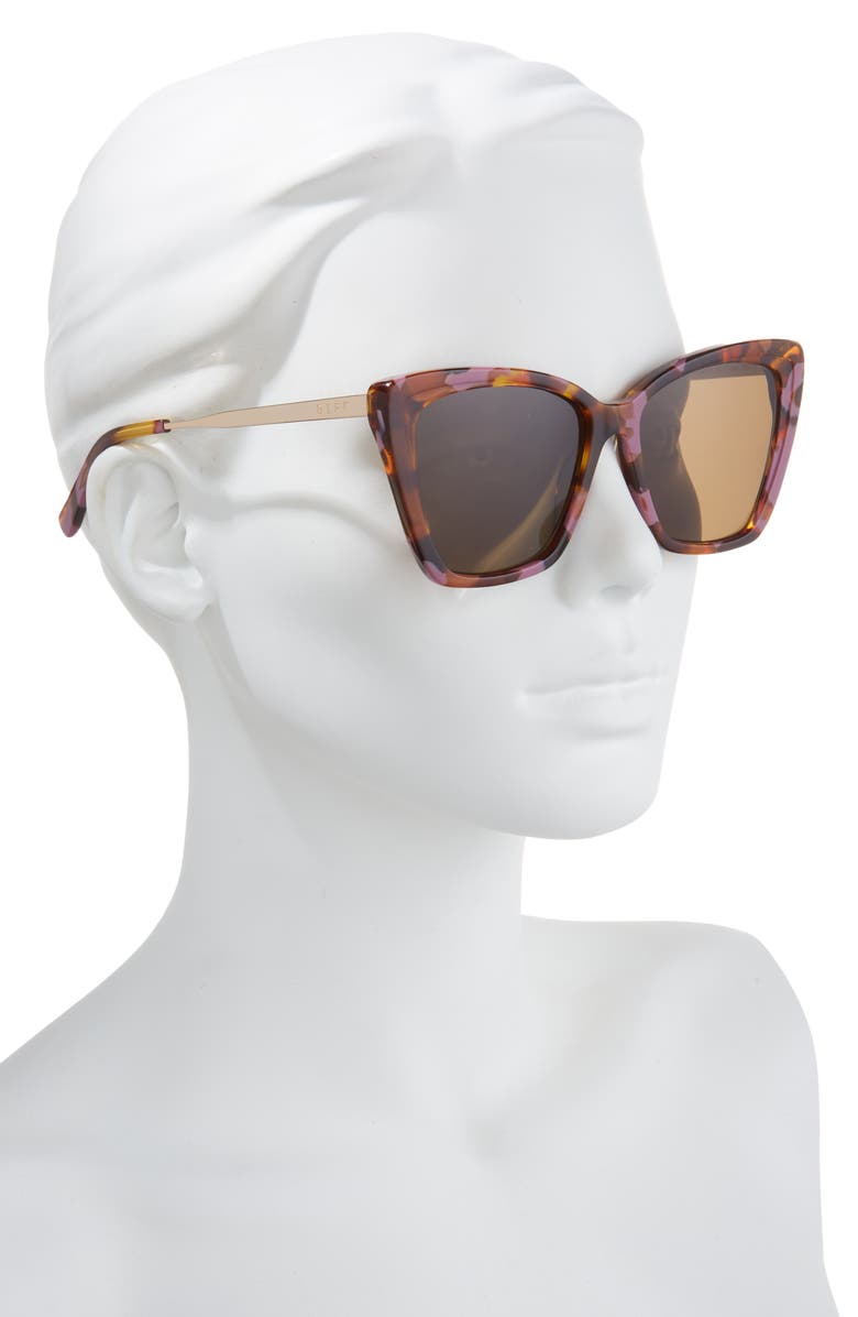 DIFF Becky II 56mm Polarized Cat Eye Sunglasses, Alternate, color, Brown
