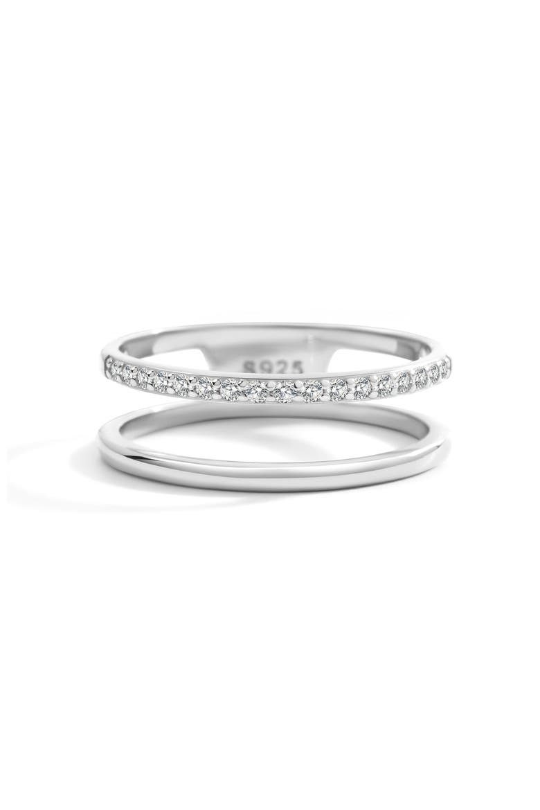 Double Band Pave Ring, Main, color, 925 Sterling Silver