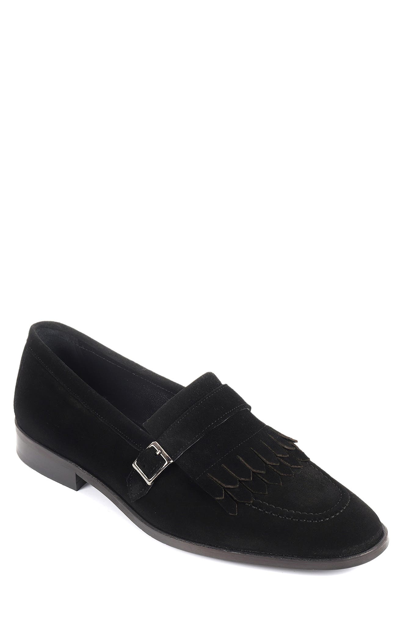 VELLAPAIS Agenta Kiltie Fringe Loafer, Main, color, Black