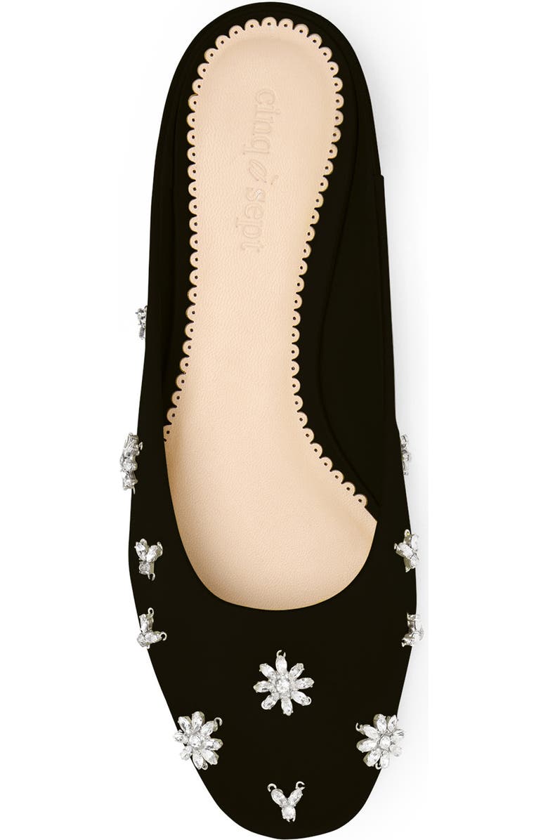 Cinq à Sept Callie Crystal Embellished Satin Mule, Alternate, color, Black/ Clear