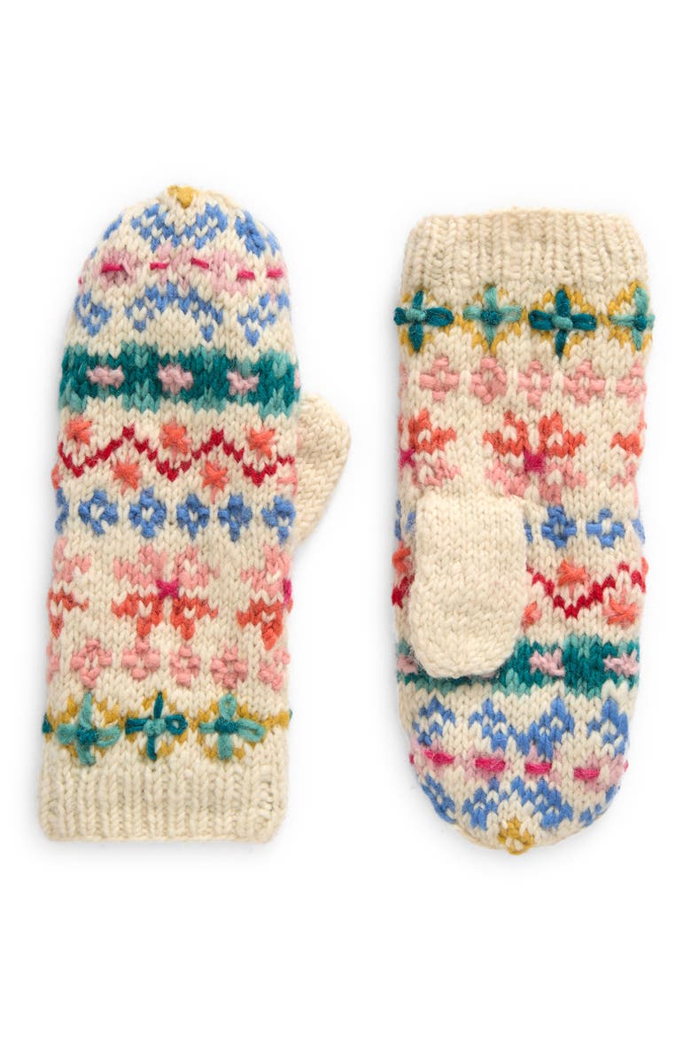 River Hand Knit Wool Mittens, Main, color, NATURAL