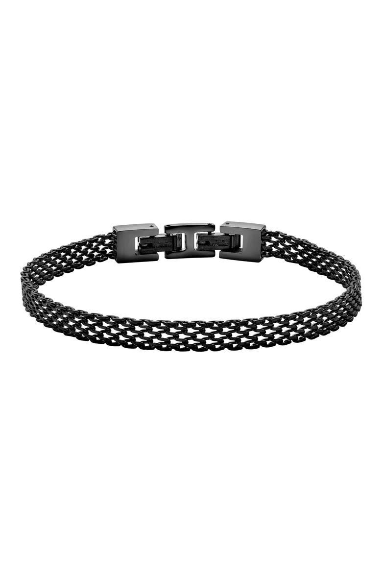 Men's Stainless Steel Mesh Chain Bracelet, Main, color, BLACK