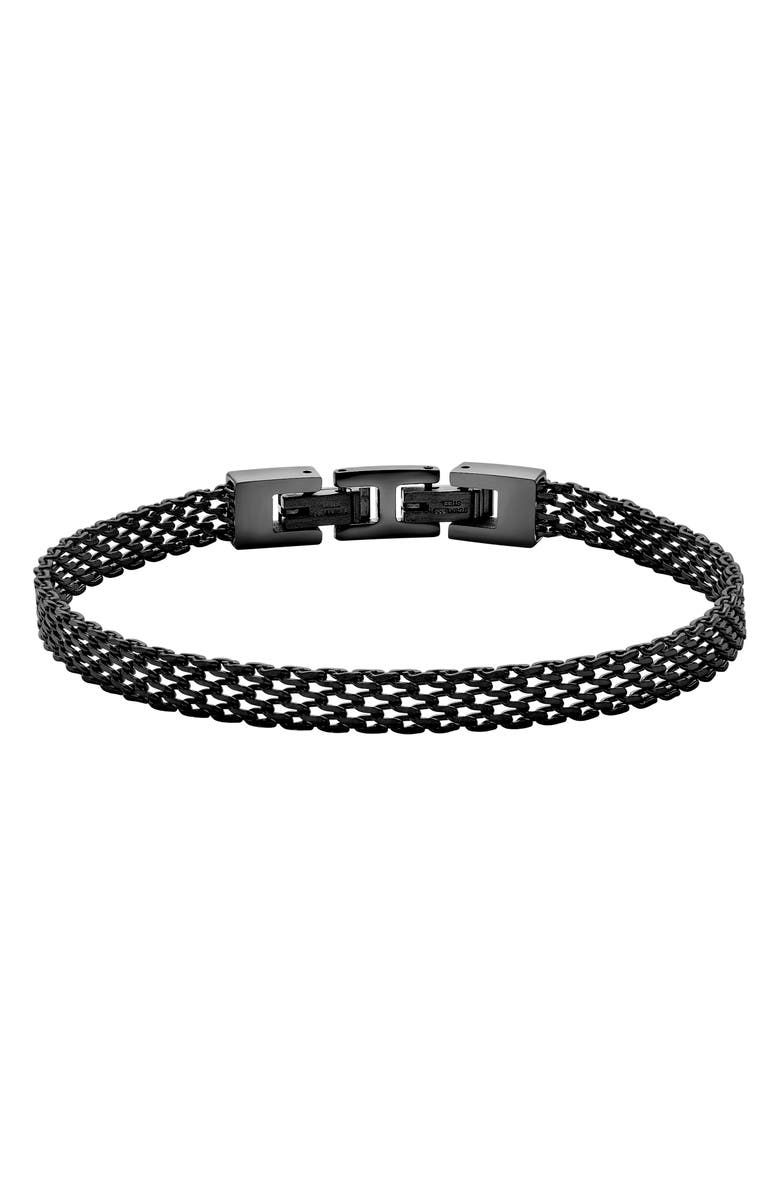 GEOFFREY BEENE Men's Stainless Steel Mesh Chain Bracelet, Main, color, Black