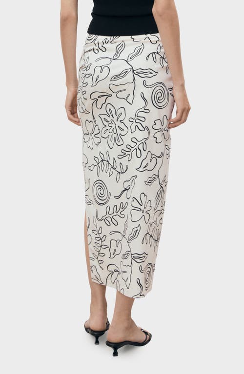 Mango Doodle Print Cotton Blend Midi Skirt In Neutral