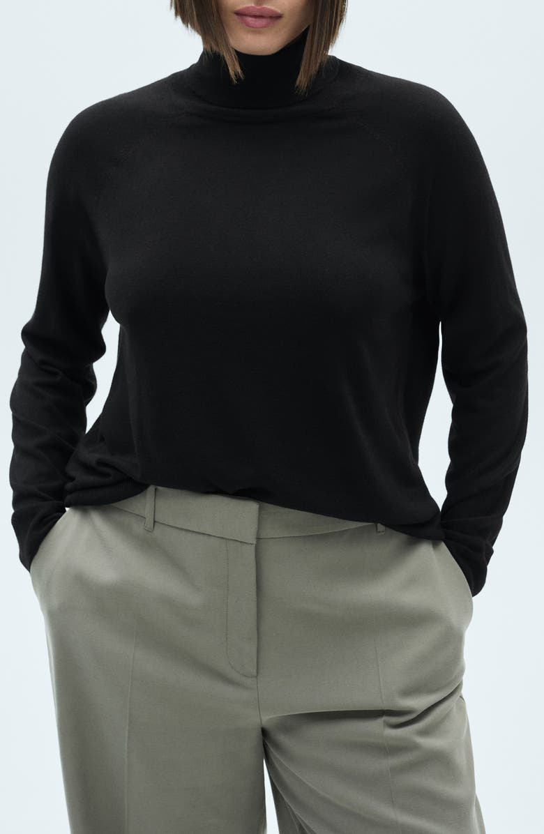 MANGO Fine Knit Turtleneck Sweater, Main, color,