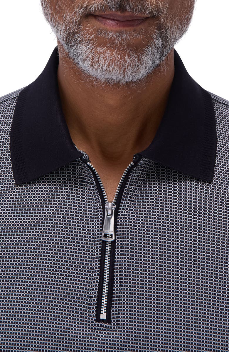 Bugatchi Contrast Trim Zip Polo, Alternate, color, Black