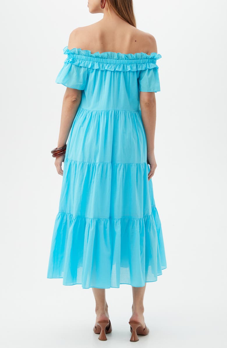 Trina Turk Cattleya 2 Tiered Off-the-Shoulder Dress, Alternate, color, Clearwater