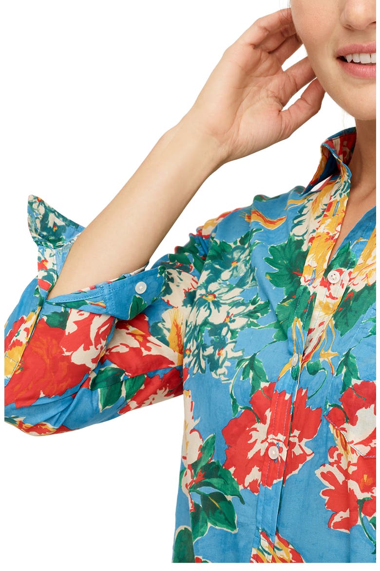 Classic Ratti® Bahama Floral Print Popover Shirt, Alternate, color, TEAL MULTI