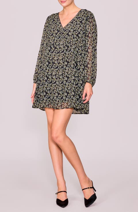 Floral Print Long Sleeve Minidress