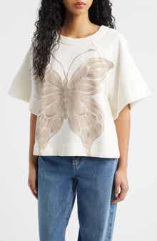 Free People Dahlia Butterfly Graphic Print Top