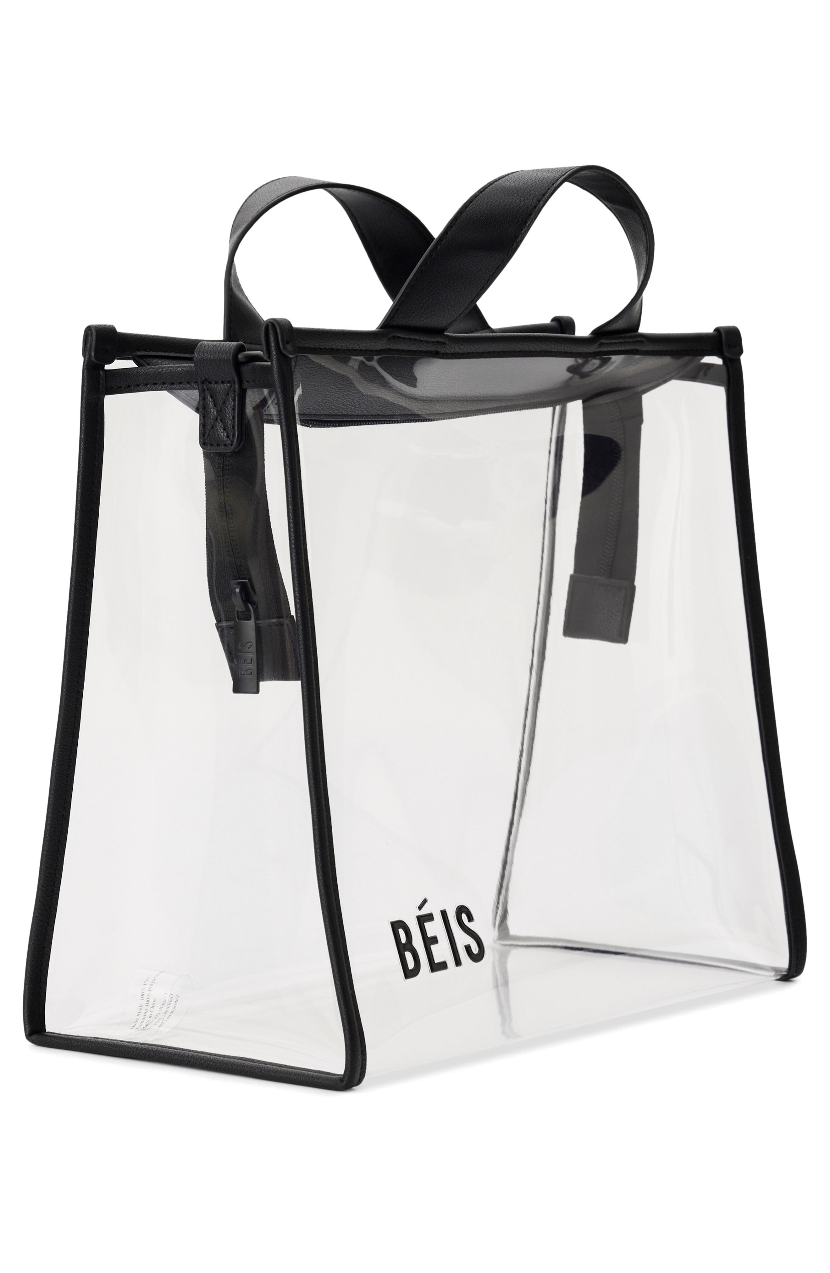 Béis The Clear Stadium Tote, Alternate, color, Black