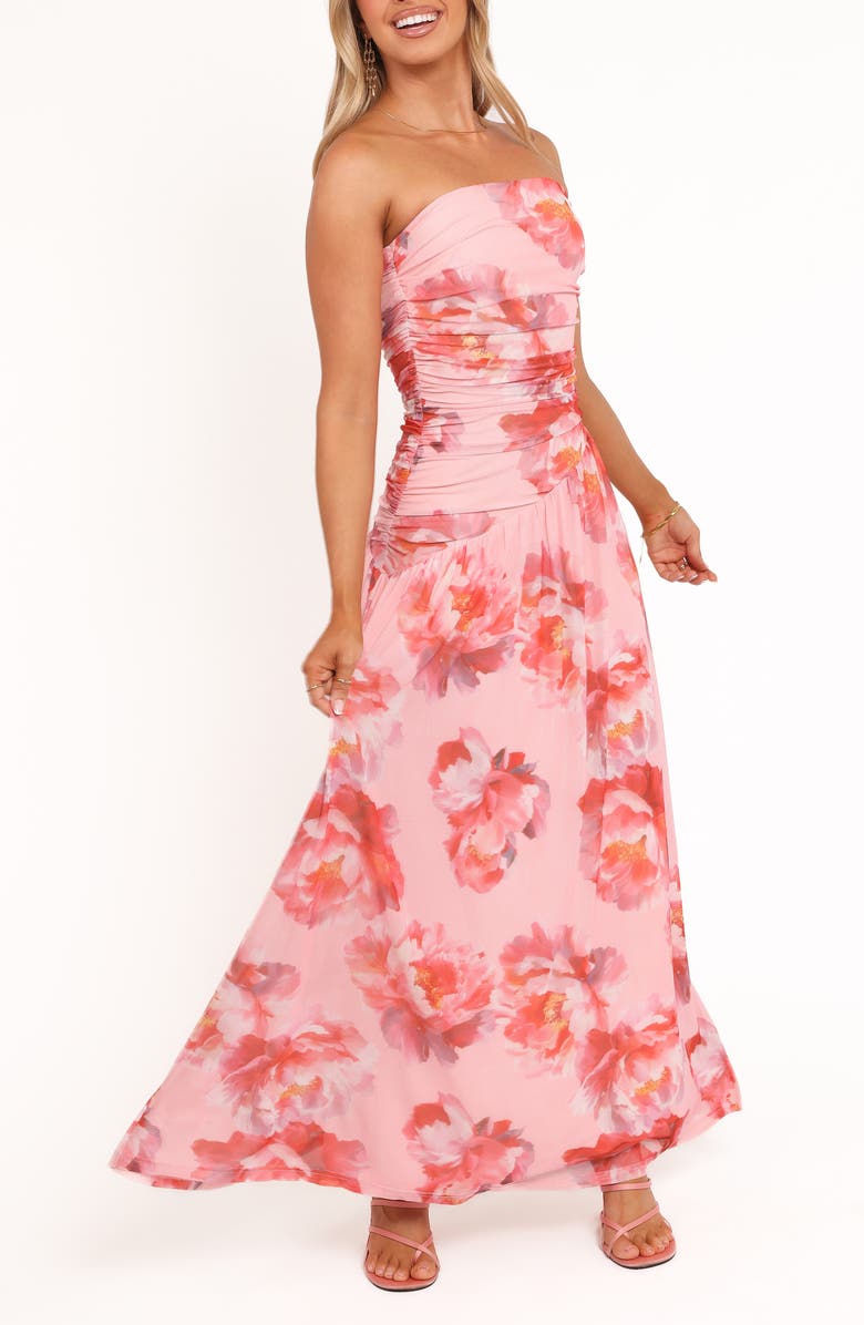 Petal & Pup Calypso Floral Strapless Maxi Dress, Alternate, color, Pink Peony