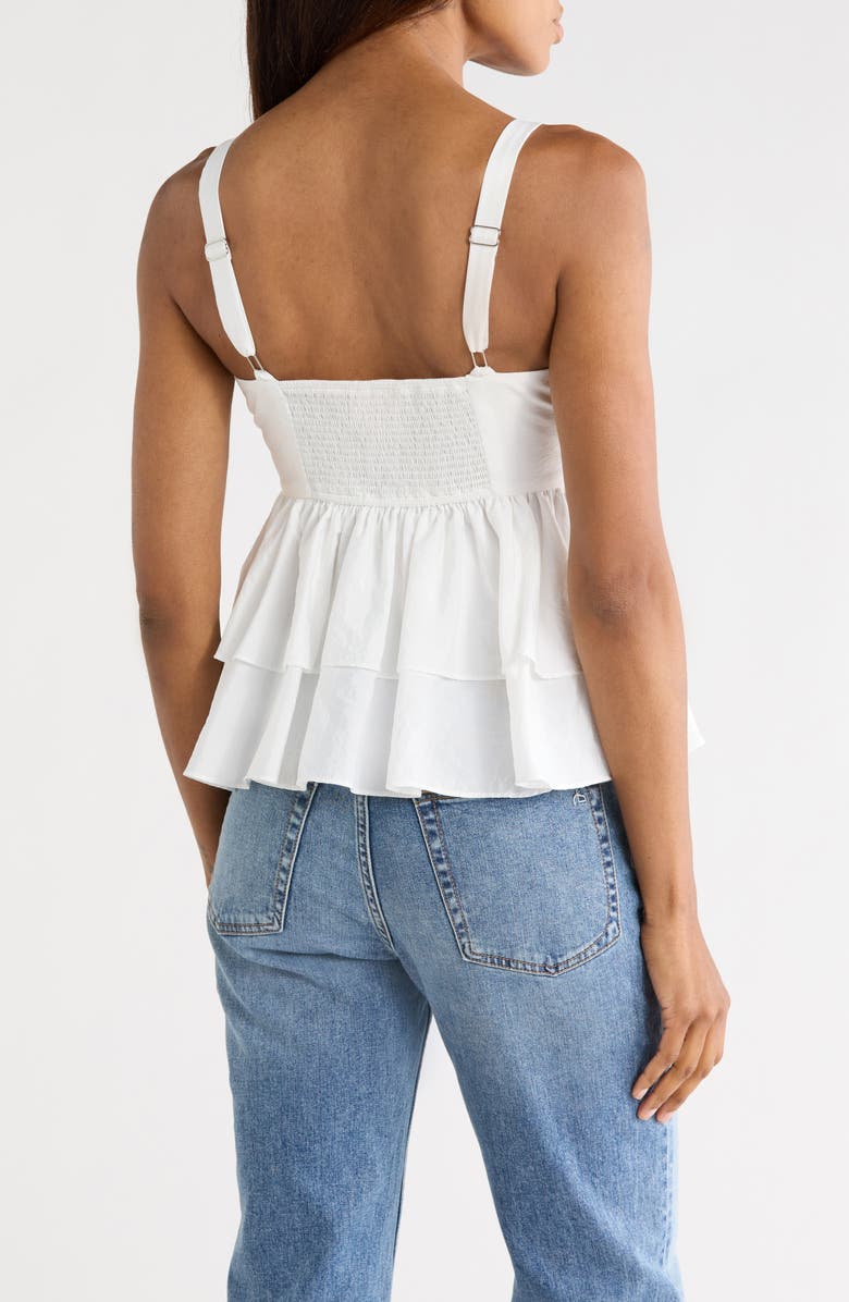 Cinq à Sept Lilwen Tiered Smocked Cotton Blend Top, Alternate, color, White