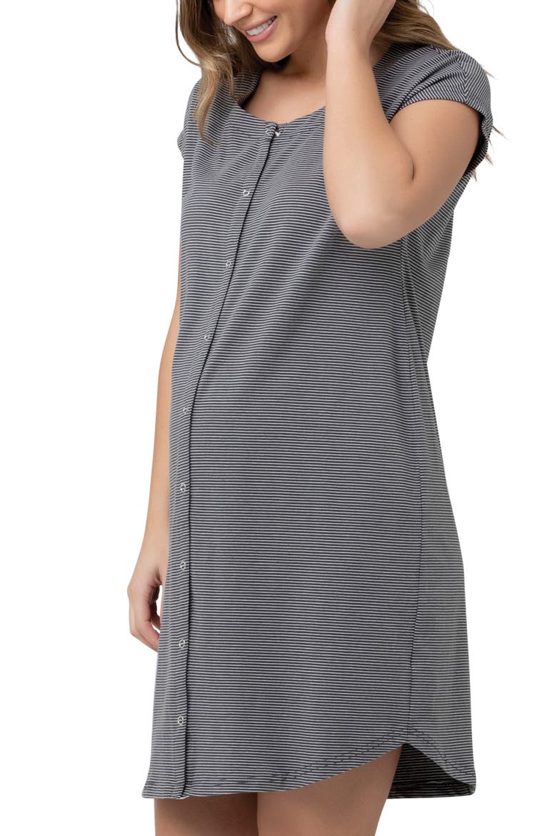 Blake Organic S/Slv Nightie, Alternate, color, Gunship / White