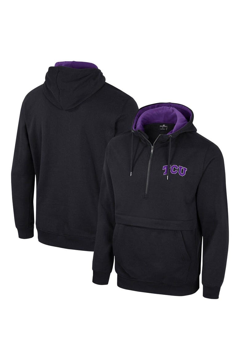 Men's Colosseum Black TCU Horned Frogs Half-Zip Hoodie, Main, color, Black