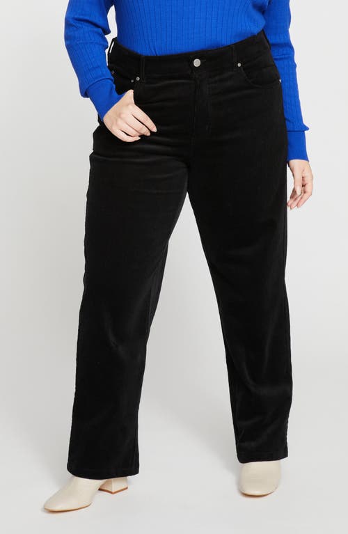 Universal Standard Cassidy High Waist Corduroy Straight Leg Pants in Black 