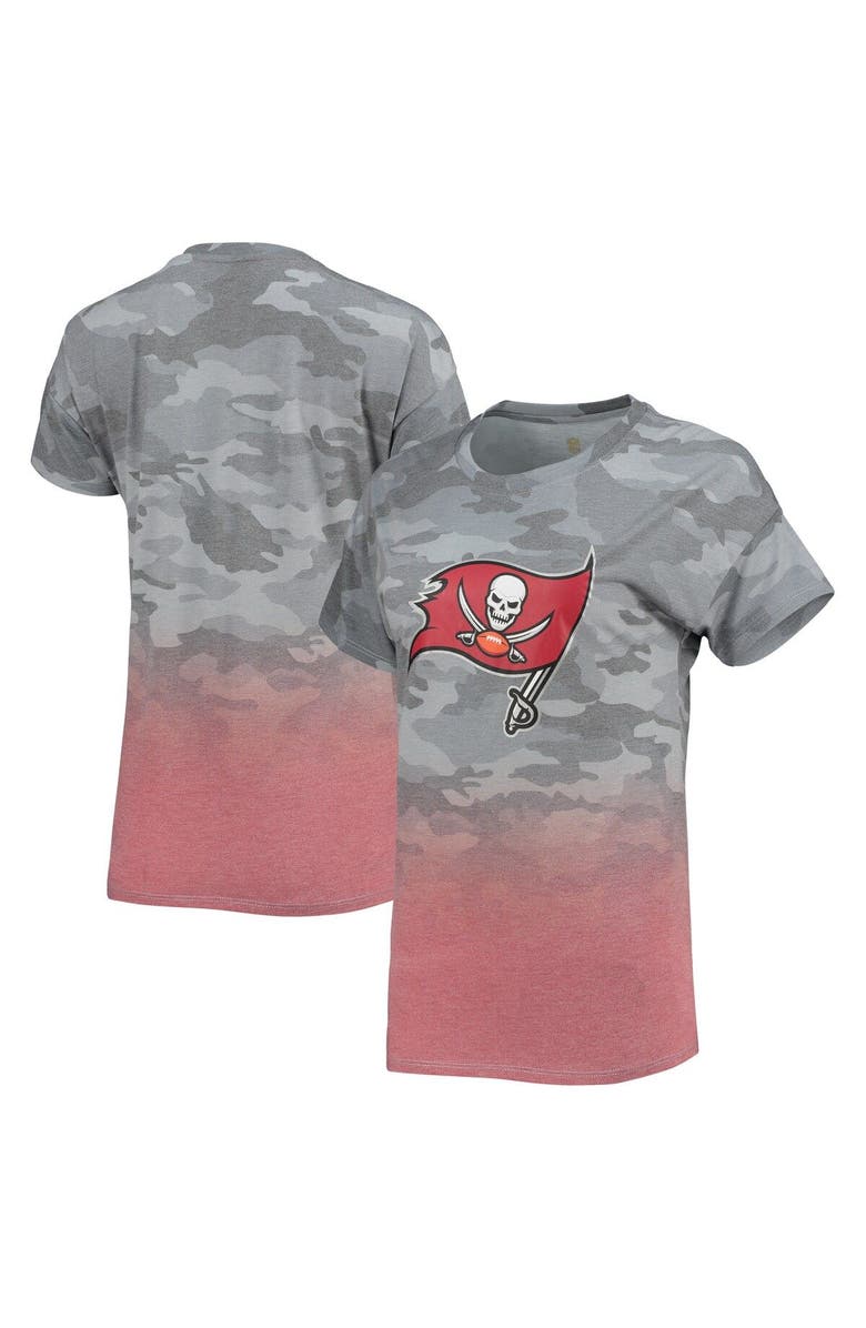 Outerstuff Juniors Gray/Red Tampa Bay Buccaneers Beth Camo Dip-Dye T-Shirt, Main, color, Gray