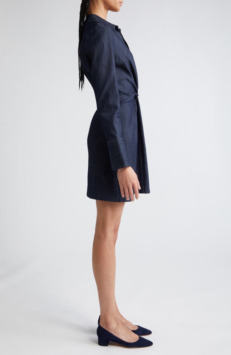 Cinq à Sept McKenna Twist Front Long Sleeve Denim Minidress, Alternate, color, Indigo