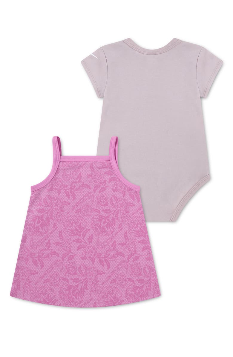 Nike Move with Nature Dress & Cotton Blend Bodysuit Set, Alternate, color, Light Magenta