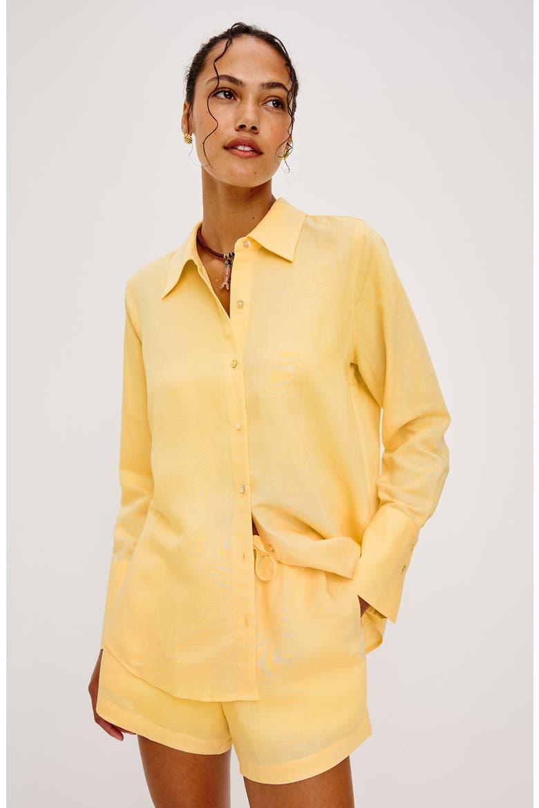 Knox Linen Blend Button-Up Shirt, Alternate, color, SUNSHINE