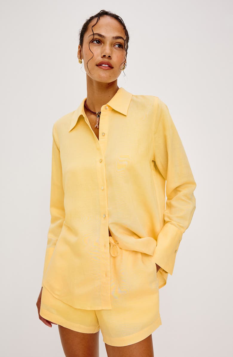 Rails Knox Linen Blend Button-Up Shirt, Alternate, color, Sunshine