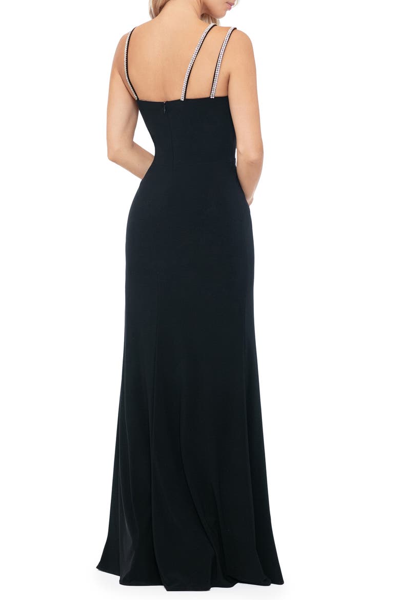 Asymmetric Rhinestone Strap Gown, Alternate, color, BLACK/ BLACK