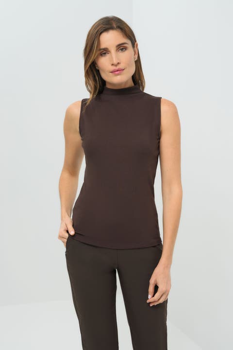 Siobhan Sleeveless High Neck Pima Rib Top