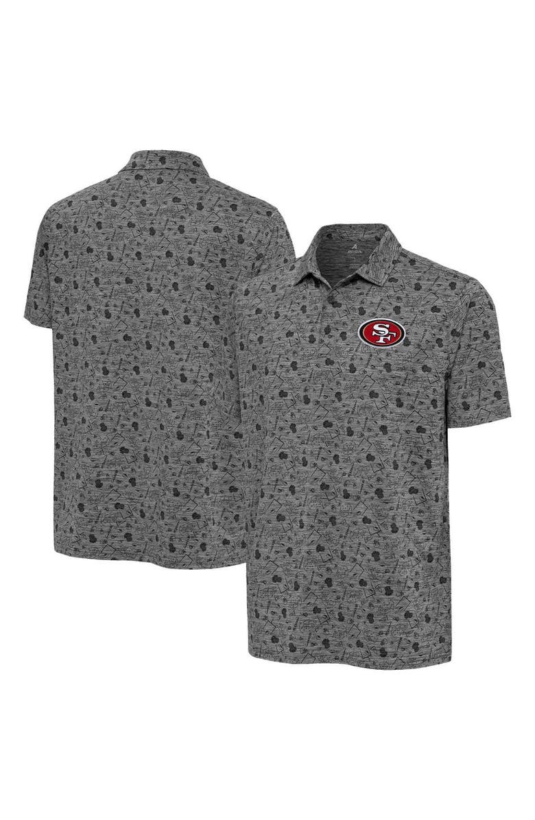 ANTIGUA Men's Antigua Heather Black San Francisco 49ers Relentless Polo, Alternate, color,