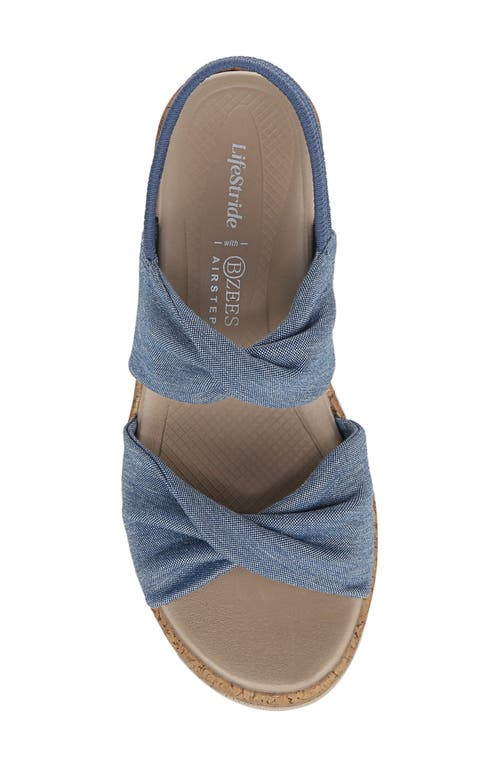 Bzees Riley Slingback Wedge In Blue Fabric