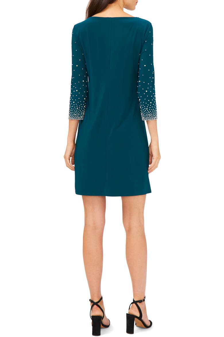 Beaded Sleeve Sheath Dress, Alternate, color, NEO EMERALD 306