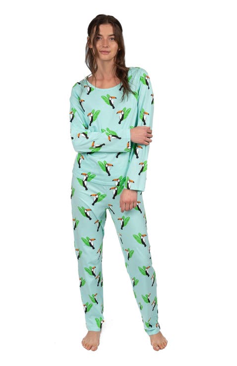 Women's Loose Fit Cotton Matching Family Pajamas, Animal & Nature Prints