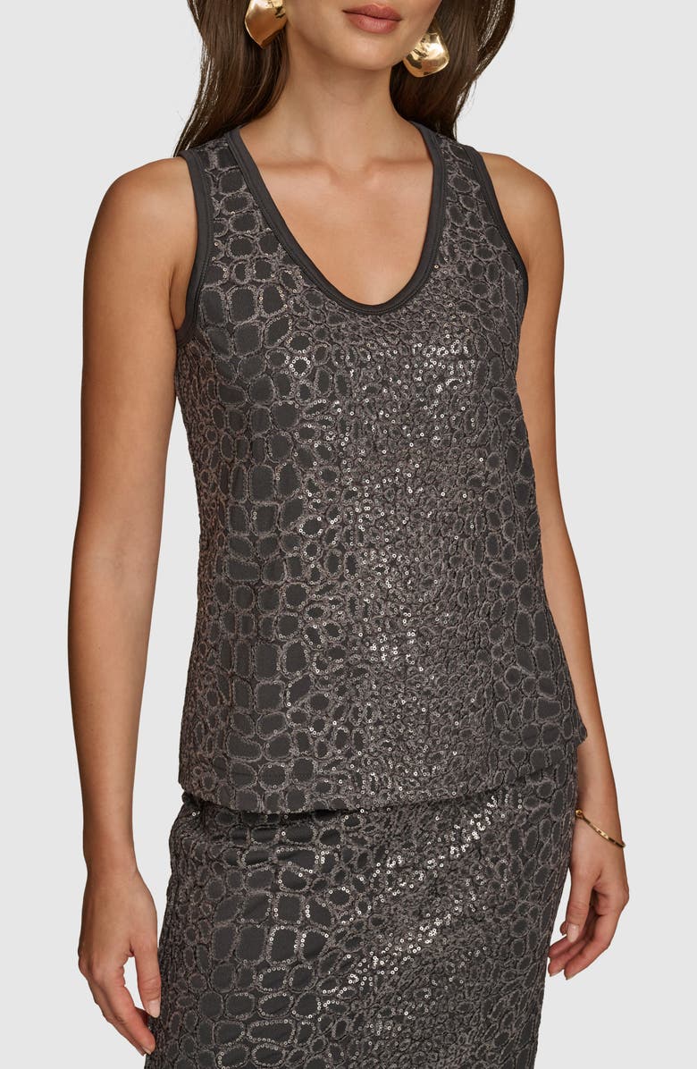 Donna Karan New York Sequin Gator Print Tank, Main, color, 