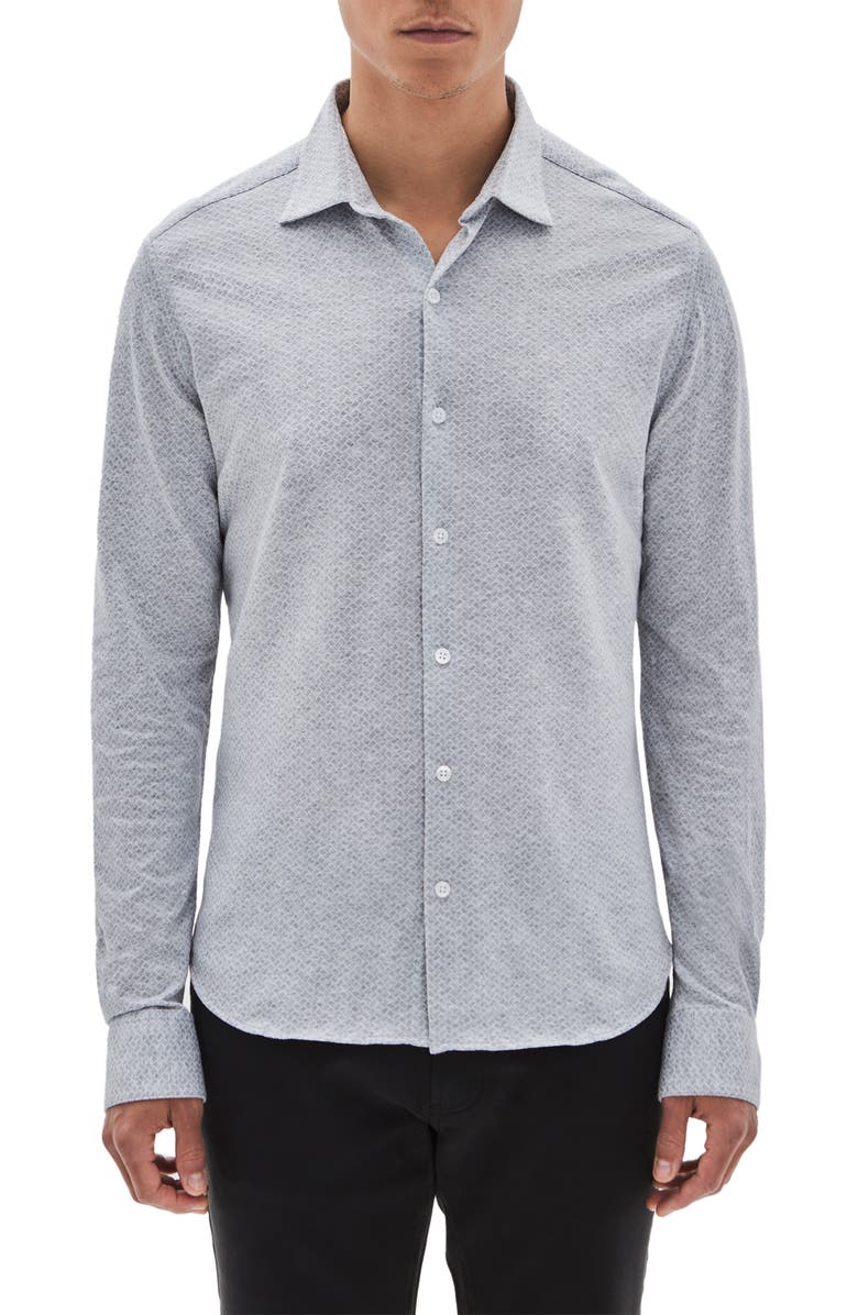 Robert Barakett Pambrun Knit Button-Up Shirt, Main, color, Grey