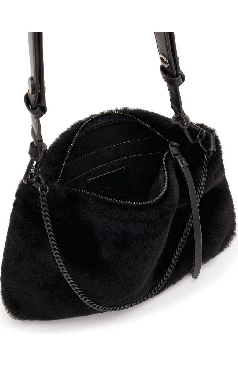 AllSaints Eve Genuine Shearling Crossbody Bag, Alternate, color,