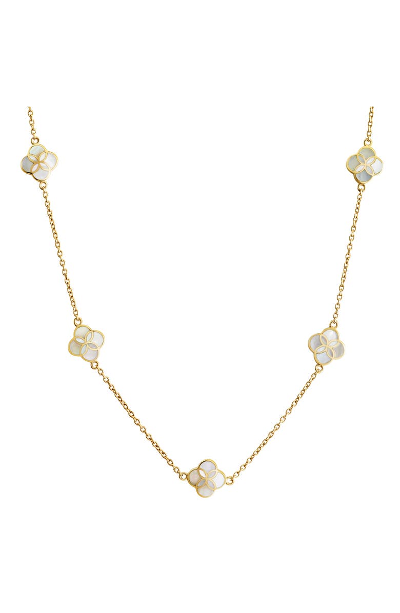 Jan Leslie Sterling With 18K Gold Overlay And Gemstones Five Petal Station Necklace, Main, color, White