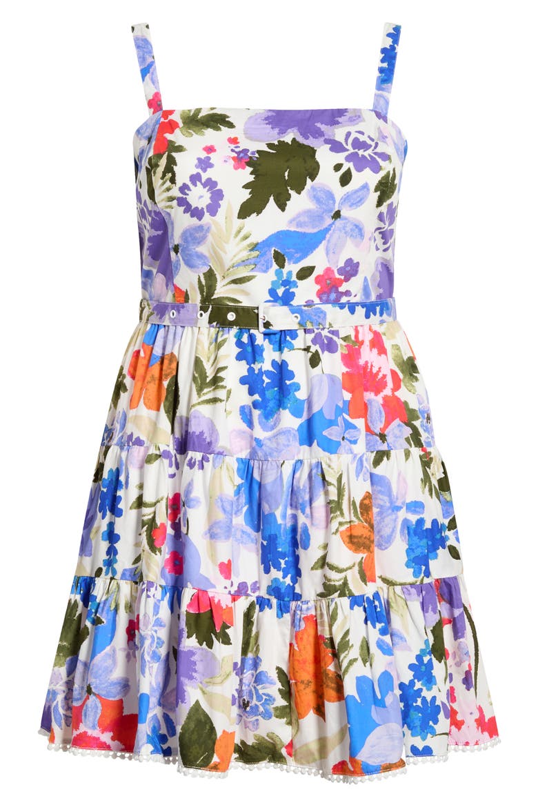 Amania Floral Nayra Tiered Poplin Minidress, Alternate, color, BLUE-PURPLE