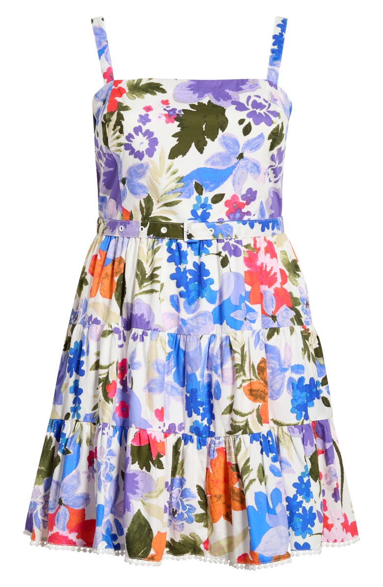 SUGARLIPS Amania Floral Nayra Tiered Poplin Minidress, Alternate, color, Blue-Purple