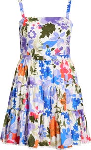 SUGARLIPS Amania Floral Nayra Tiered Poplin Minidress