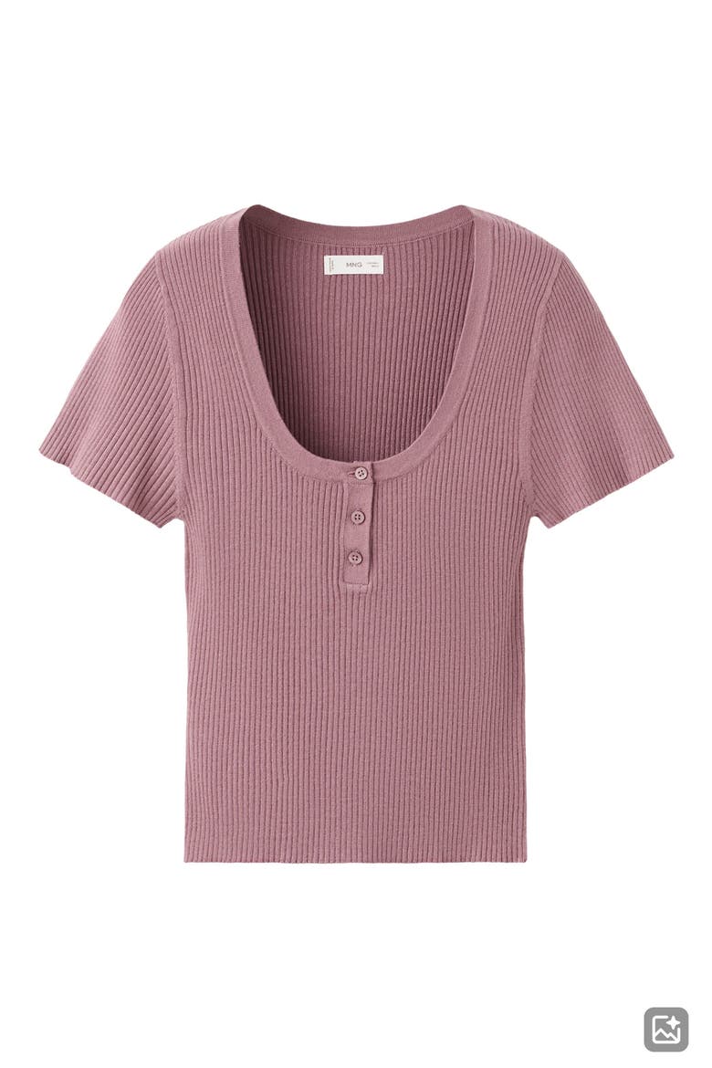 Scoop Neck Short Sleeve Henley Top, Alternate, color, PINK