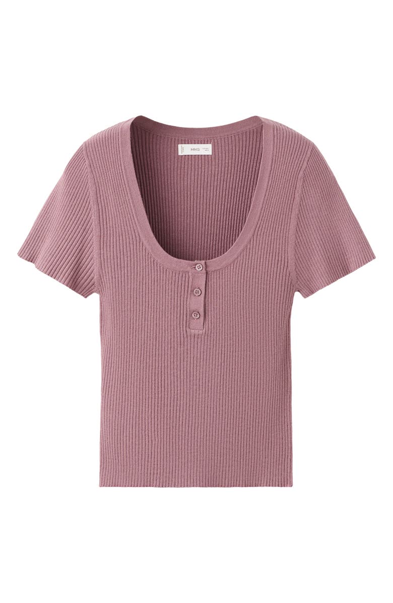 MANGO TEEN Scoop Neck Short Sleeve Henley Top, Alternate, color, Pink