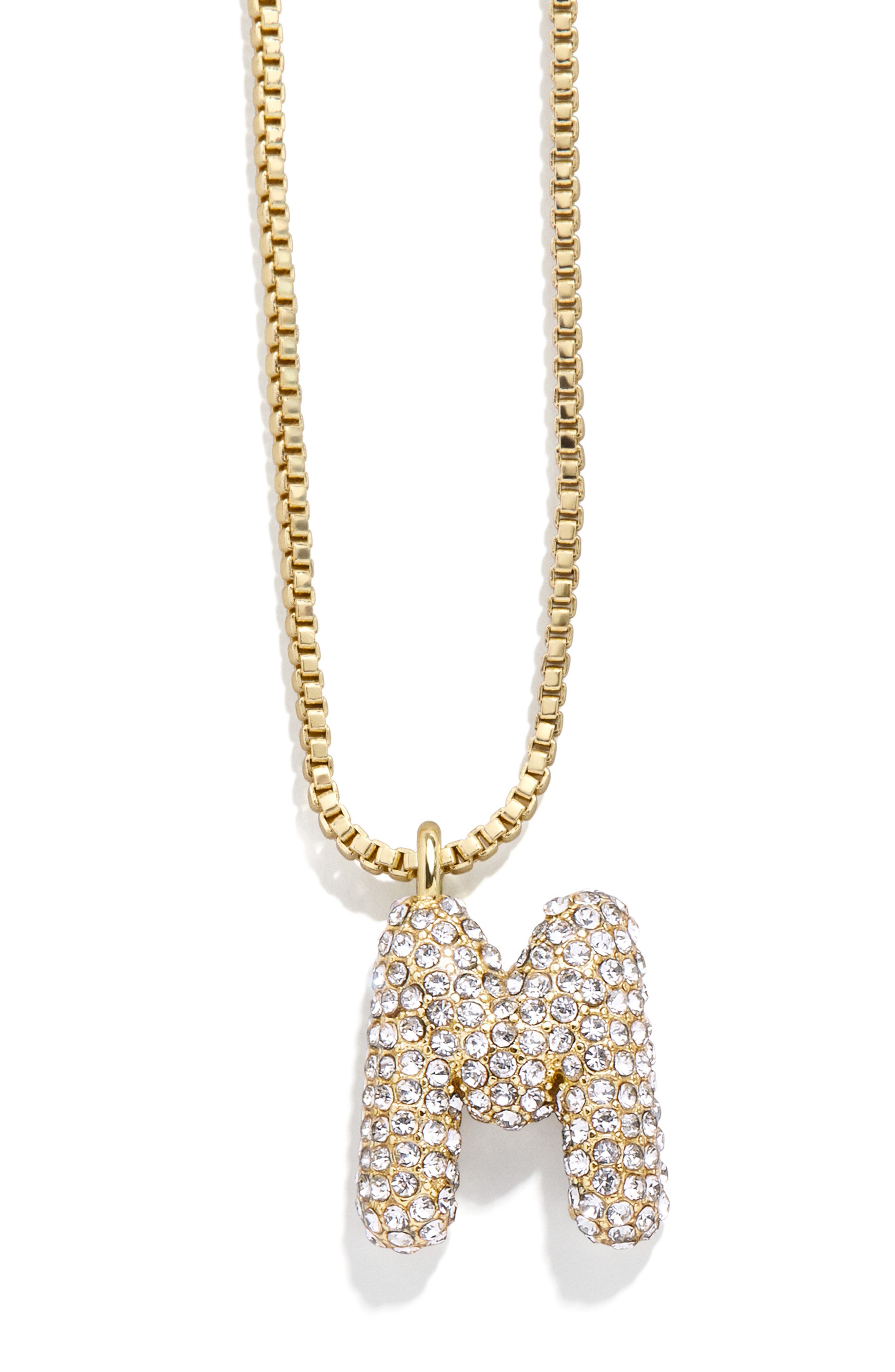 BaubleBar Mini Pavé Bubble Initial Necklace in Gold M 