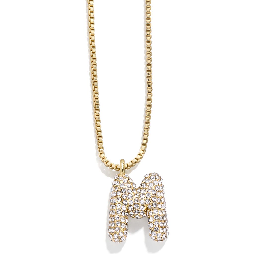 BaubleBar Mini Pavé Bubble Initial Necklace in Gold M