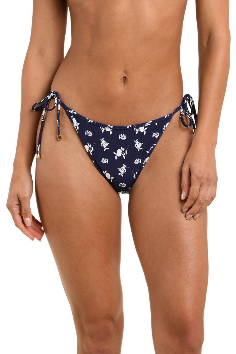 Flowers & Stripes Reversible Side Tie Bikini Bottoms, Alternate, color, RED MULTI