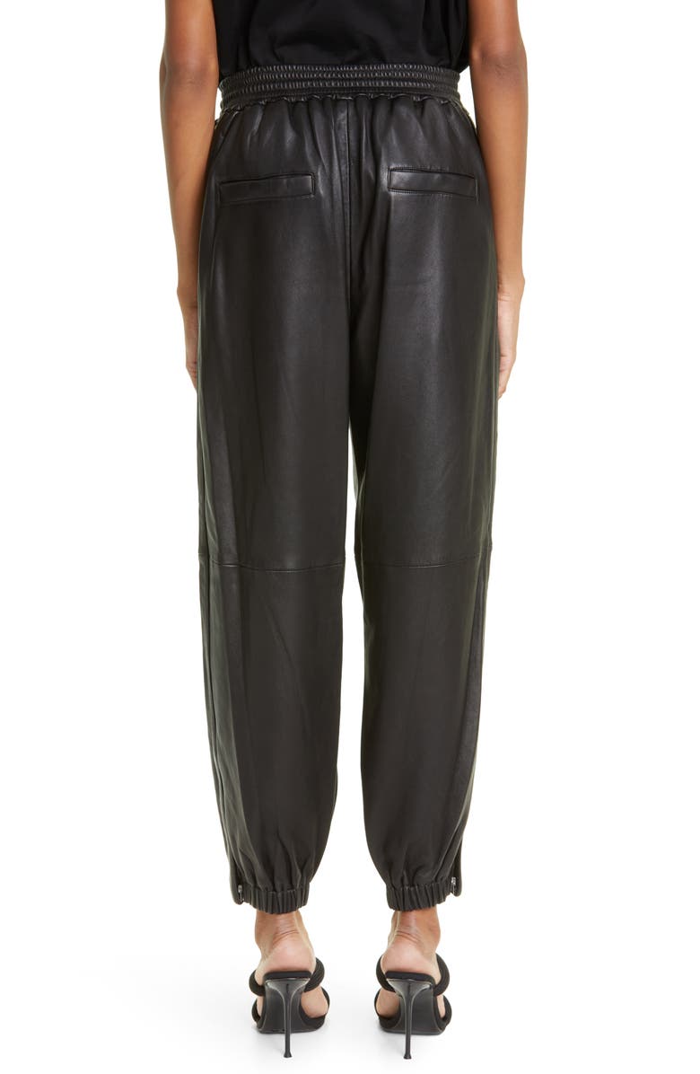 Alexander Wang Logo Lambskin Leather Track Pants, Alternate, color, 