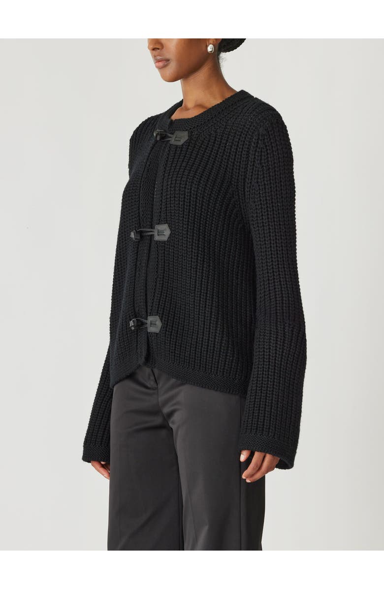 Rebecca Taylor Novlety Wool Toggle Cardi, Alternate, color, Black