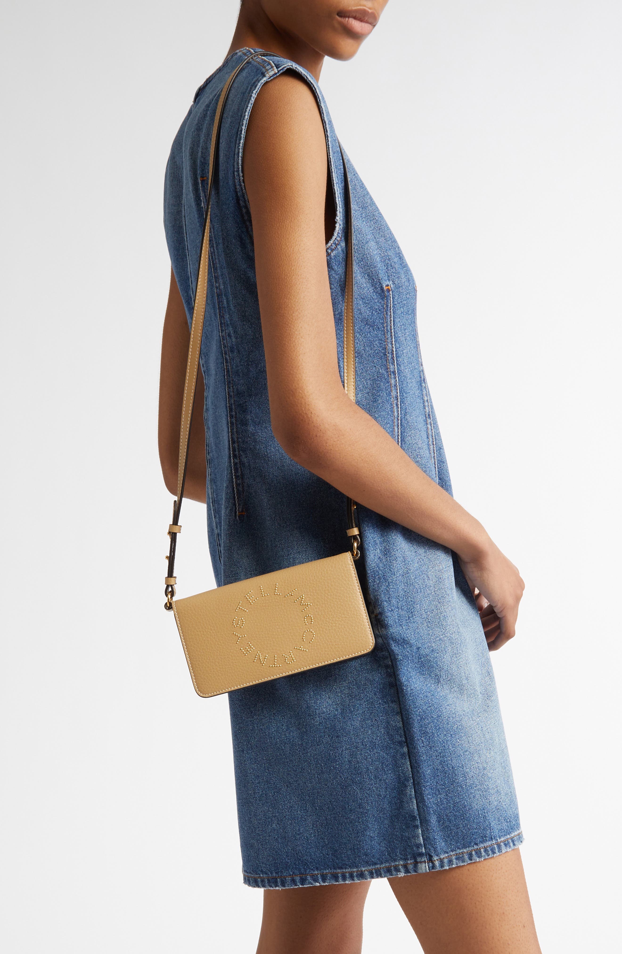 Stella McCartney Mini Logo Faux Leather Crossbody Bag, Alternate, color, 